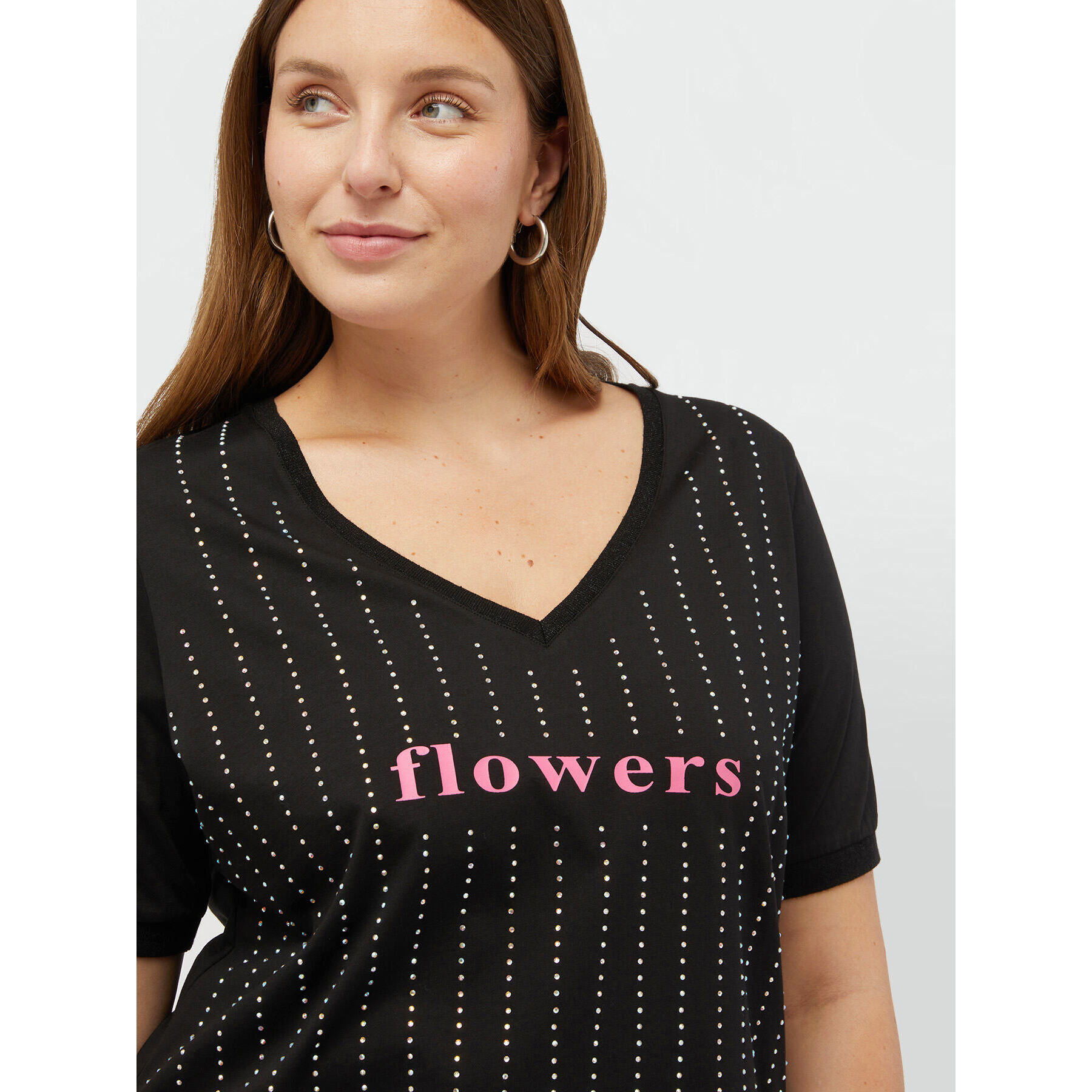 Fiorella Rubino - Camiseta con escritura y strass - Negro