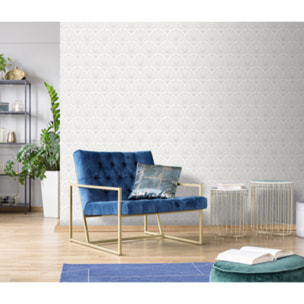 Papier peint éventails Art Nouveau blanc nacré