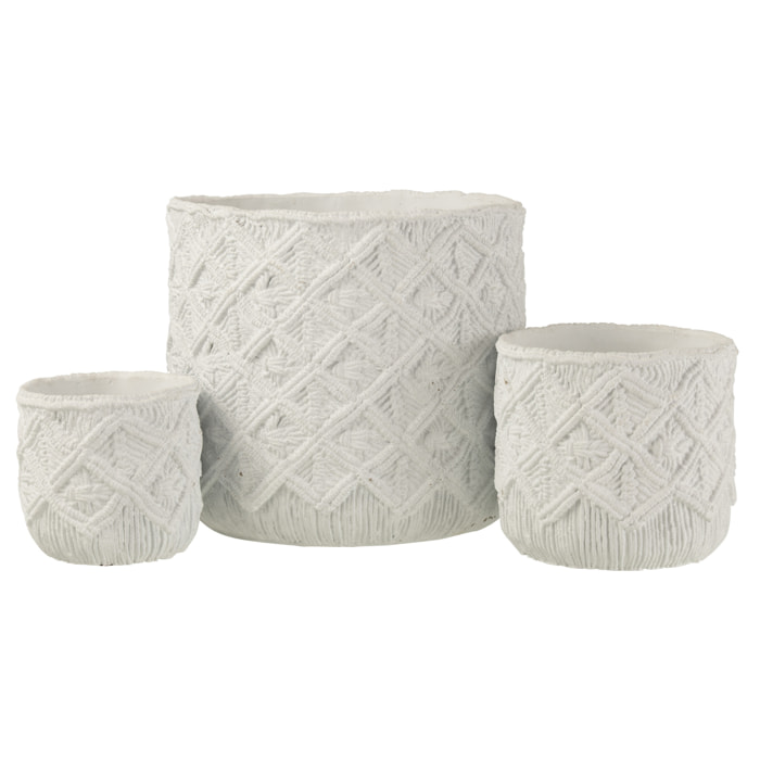 J-Line cache-pot Quadrillé - ciment - blanc - Ø 33 cm