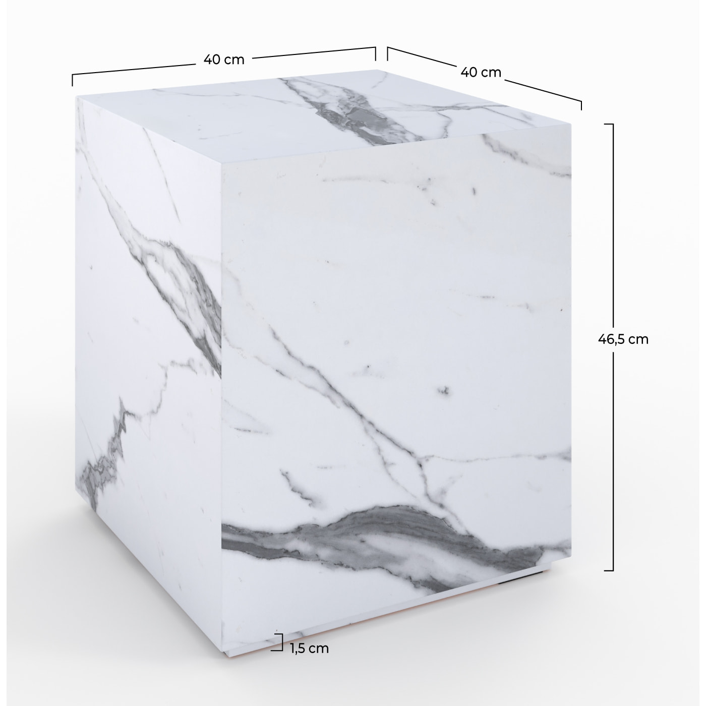 Table d'appoint effet marbre blanche - Lison