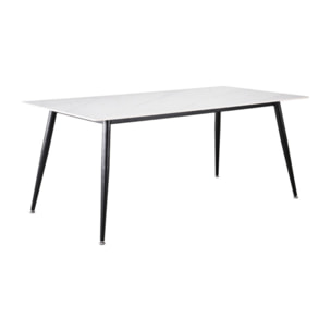 Table de repas 180 cm céramique marbré pieds évasés métal - STONE 2