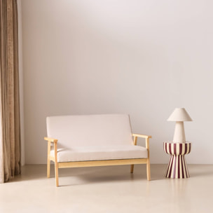 Canapé banquette 2 places bois d'hévéa tissu ISAK