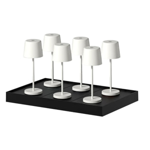6 Lampes de table MINI KELLY Blanc H22cm + base de chargement