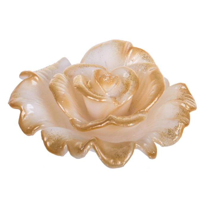 Rosa Cera Dm. 22 Brill. - Pezzi 1 - 22X9X22cm - Colore: Dorato - Bianchi Dino - Articoli Natalizi