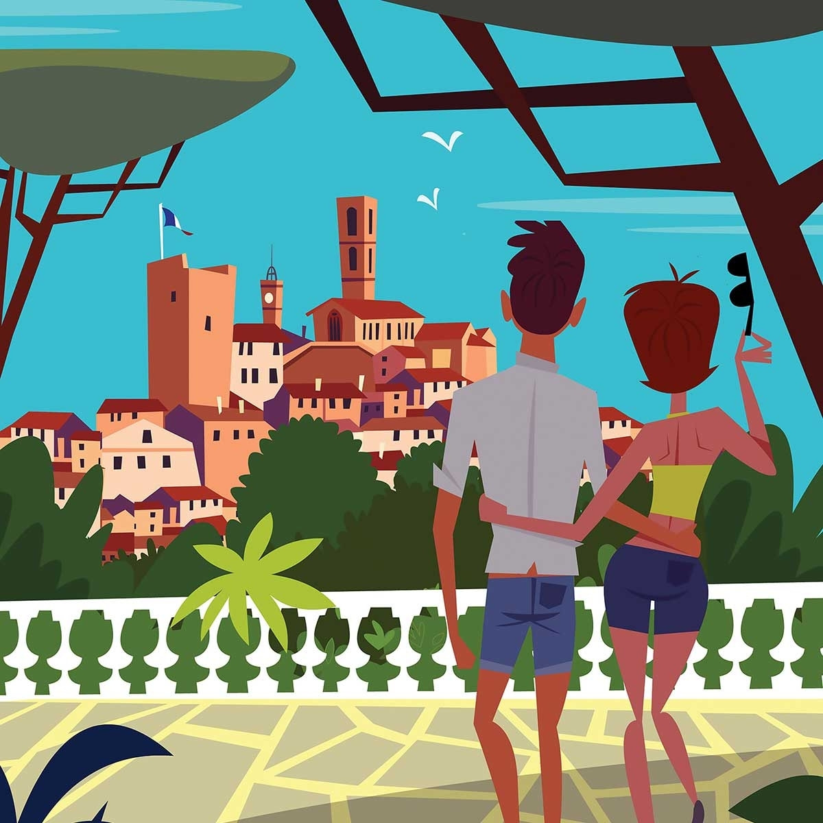 Affiche Voyage à Grasse Affiche + cadre en bois - Chêne