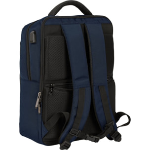 Mochila 2 bolsillos portatil 15,6+usb safta business "dark blue"