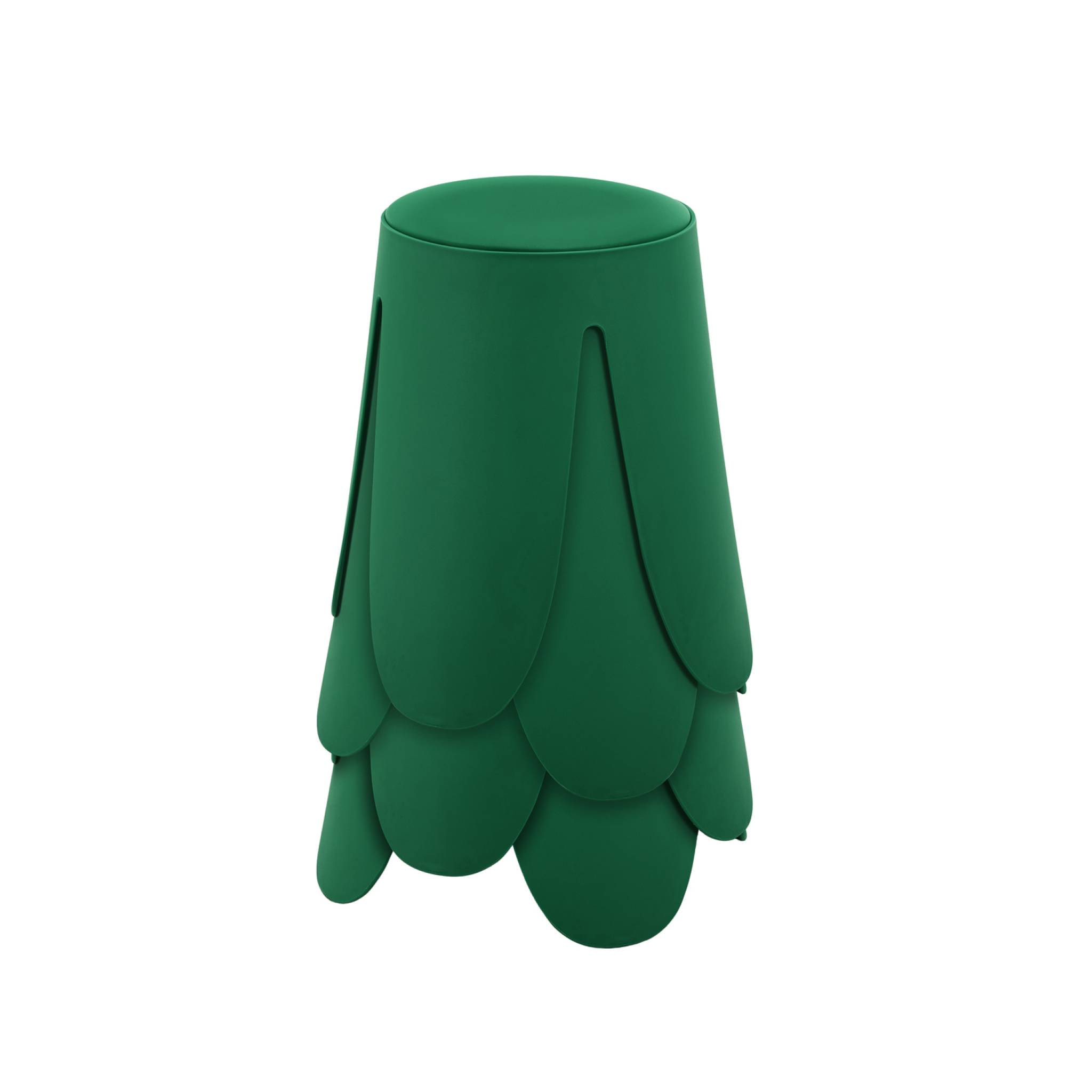 Set de 4 tabourets empilables simili cuir vert. Niki Ø30 / 44 x H46cm
