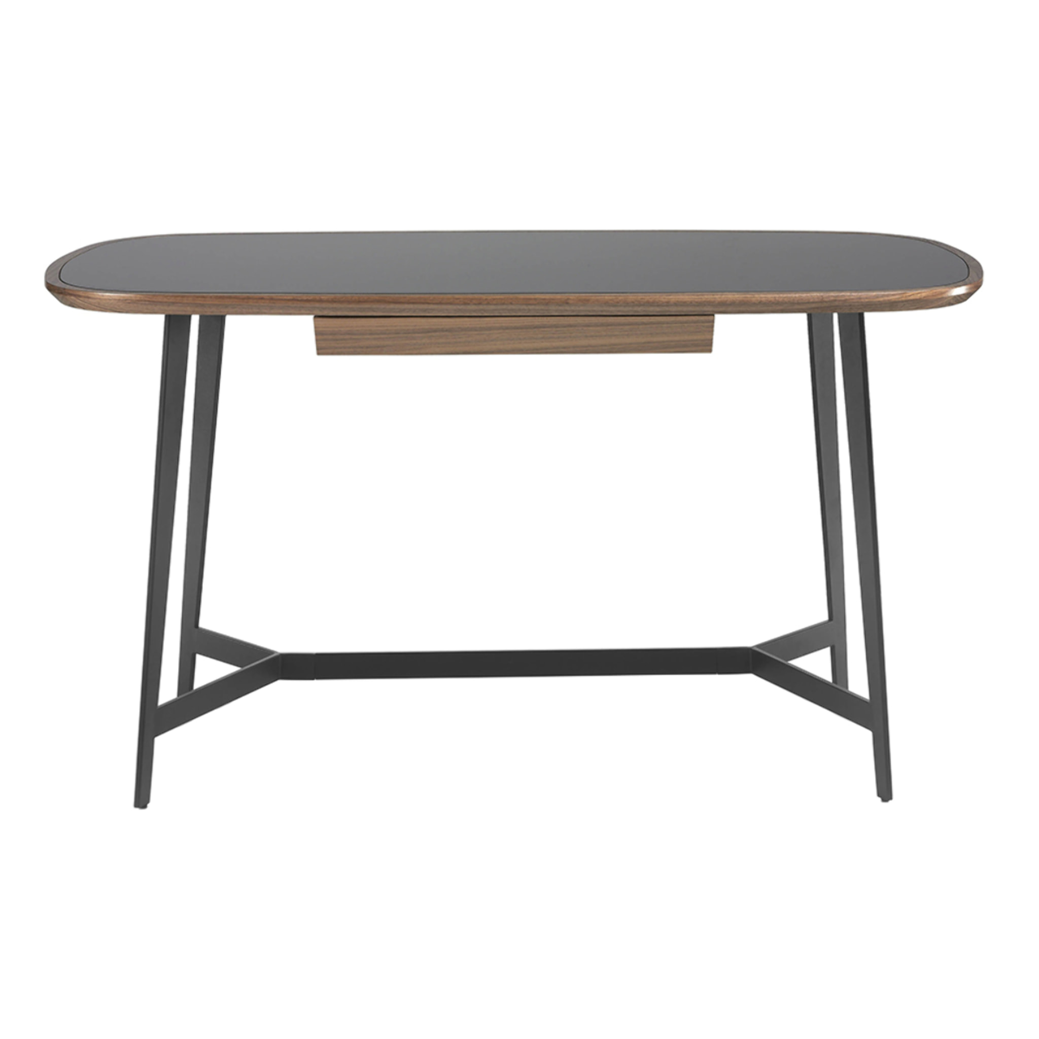 Escritorio Angel Cerda de nogal y cristal 140x72x76cm