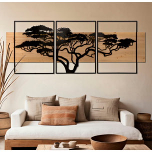PANNELLO DA MURO LAGOS FERRO E WOOD SET 3PZ CM 204X2X80 (72X2X80-60X2X80)
