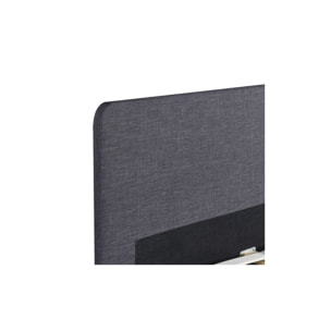 Lit double bois Evy - Gris anthracite - tissu