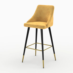 Pack 4 chaises de bar en velours orange et jaune 78 cm - Aristote