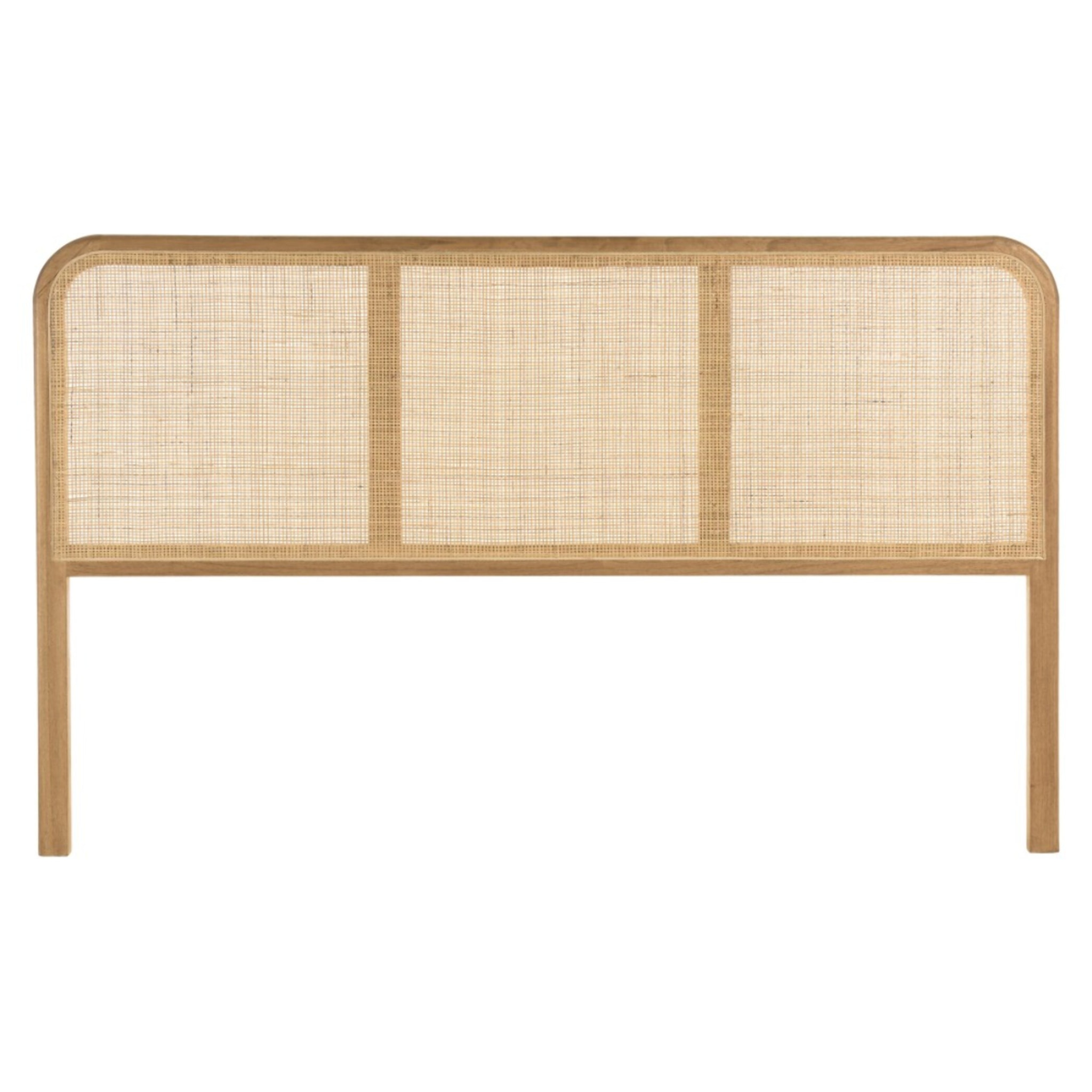 AMY - Tête de lit en bois de mindi et rotin naturel pour lits 140/160cm AMY