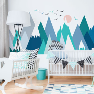 Stickers muraux enfants - Décoration chambre bébé - Autocollant Sticker mural géant enfant montagnes scandinaves LOLIKA
