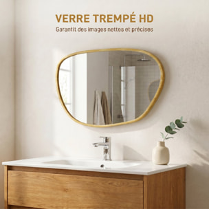 Miroir mural design organique - 90 x 60 cm - effet bois clair naturel