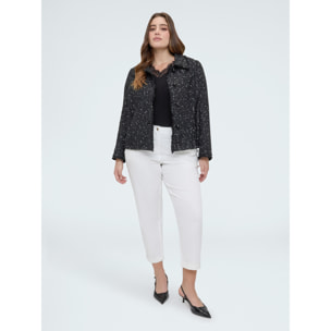 Fiorella Rubino - Chaqueta con lentejuelas y detalles deshilachados - Negro