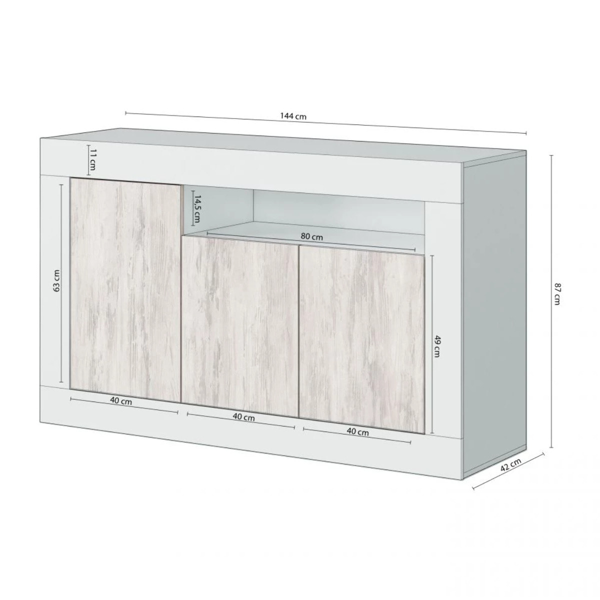 Aparador Gian Blanco Artik (Blanco Mate) – Blanco Velho