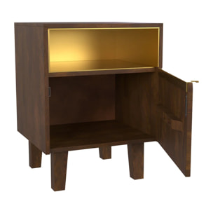 Table de chevet en bois et métal, 1 tiroir et 1 porte - Taiko