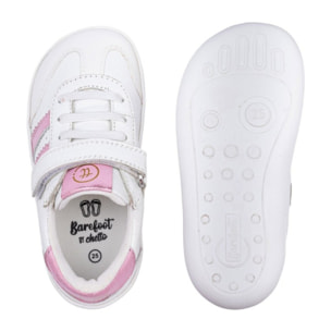 DEPORTIVA BAREFOOT CHETTO PIEL CON DOBLE FRANJA ANIMAL BLANCO - PINK