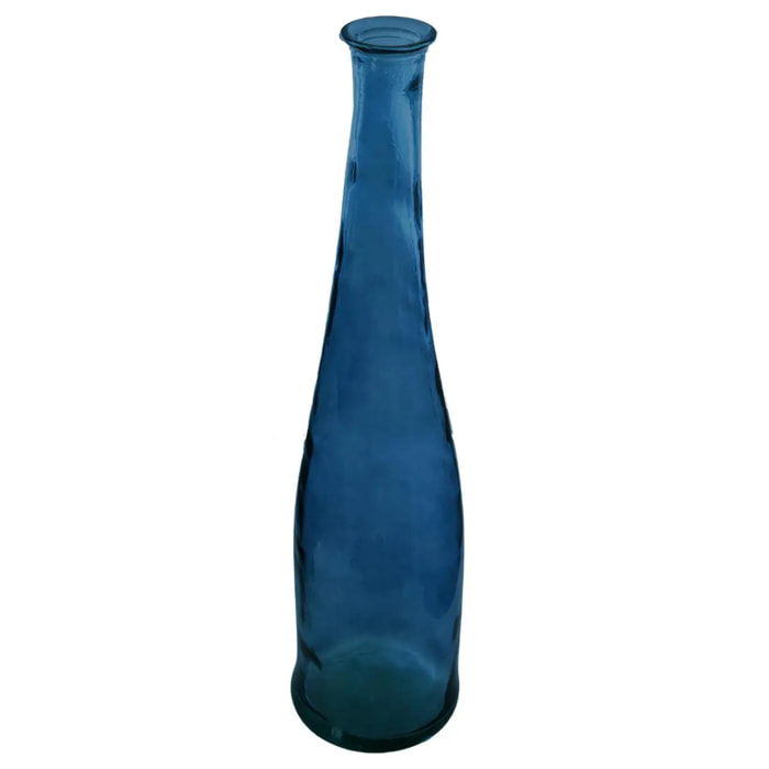 Vase long "Uly" en verre recyclé bleu orage H80cm