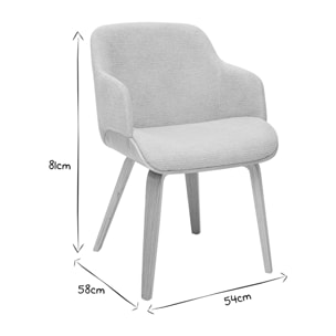 Chaise en tissu chenille beige et bois clair EARL