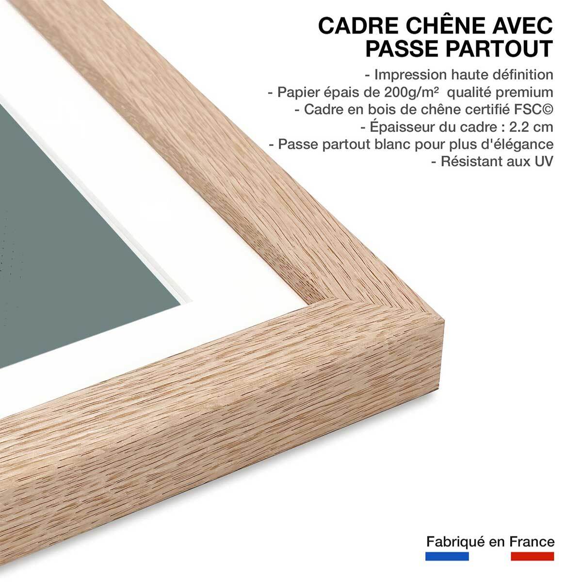 Affiche enfant frisson de blaireau  Affiche + cadre en bois - Chêne