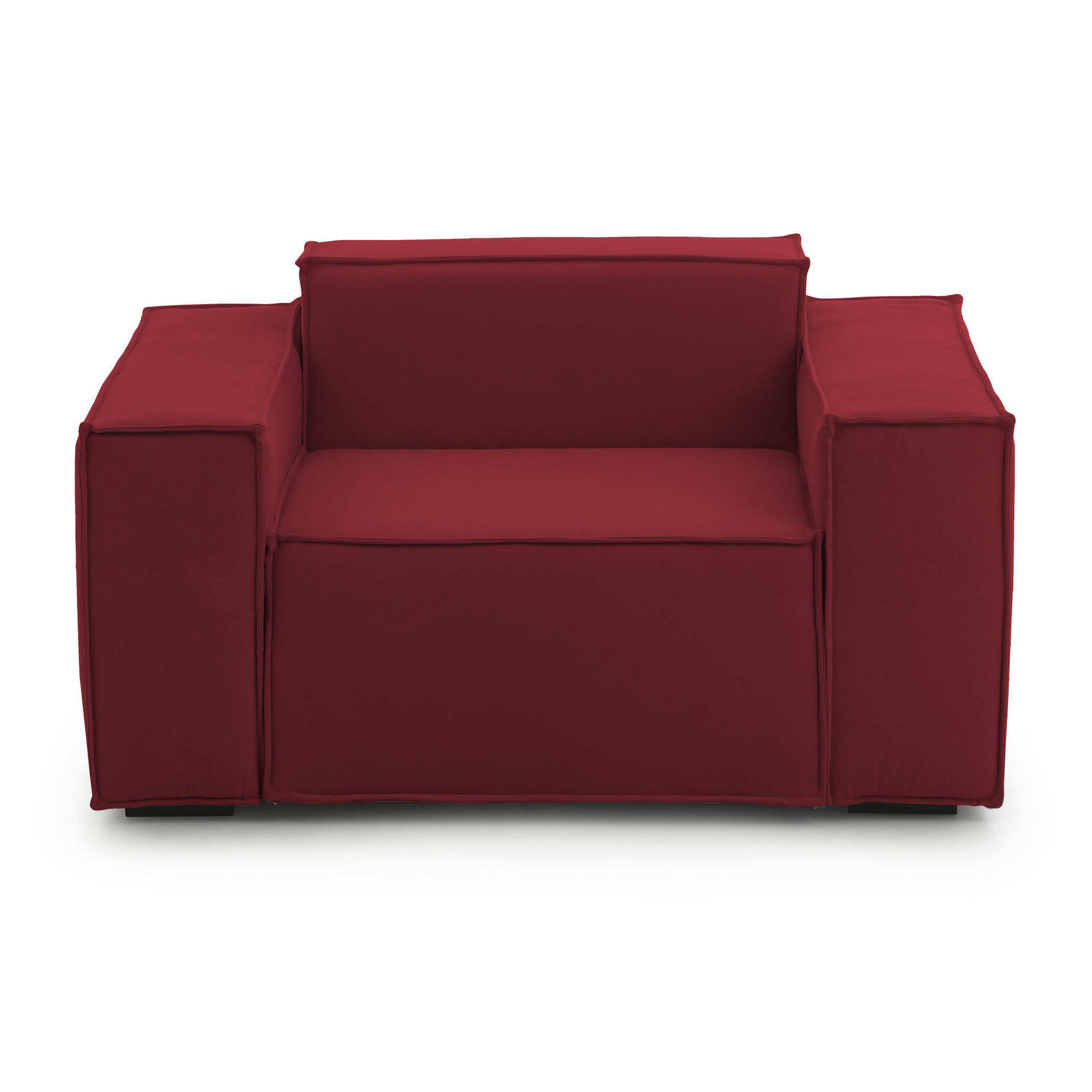 Poltrona Cristiana, Poltrona da salotto, 100% Made in Italy, Poltroncina relax in tessuto imbottito, Cm 160x95h70, Rosso