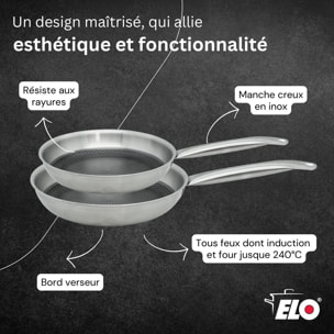 Poêle en acier inoxydable 18/10 28 cm Elo Relief Solution