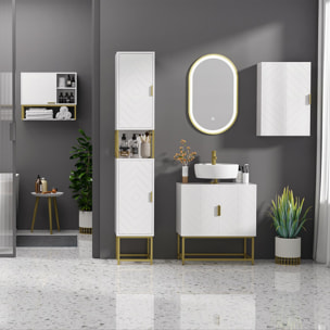 Mueble para Debajo del Lavabo Armario para Lavabo de Baño Moderno Armario Bajo con 2 Puertas y Patas de Acero Dorado 60x30x65 cm Blanco