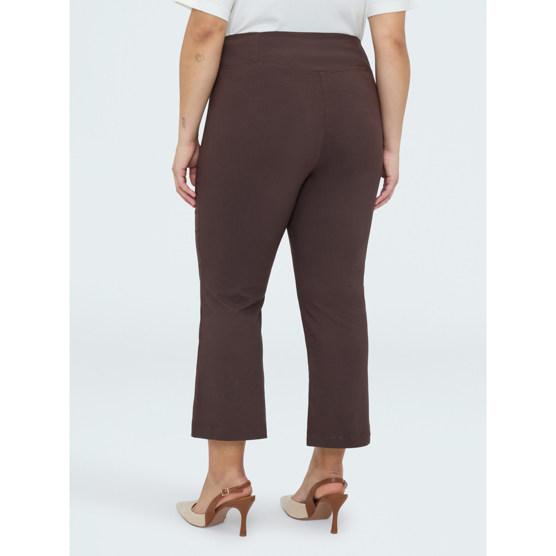 Fiorella Rubino - Pantaloni Kick Flare vita elasticizzata asimmetrica - Marrone