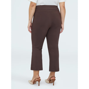 Fiorella Rubino - Pantaloni Kick Flare vita elasticizzata asimmetrica - Marrone