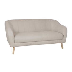 Canapé scandinave 2-3 places en tissu beige et bois clair ISIS