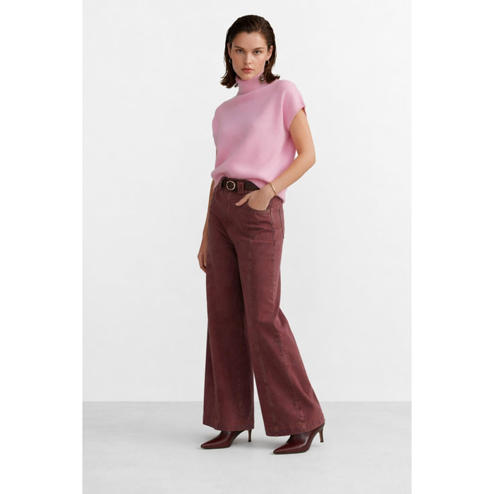 Kocca - Maglia dolcevita da donna senza maniche con spilla Donna