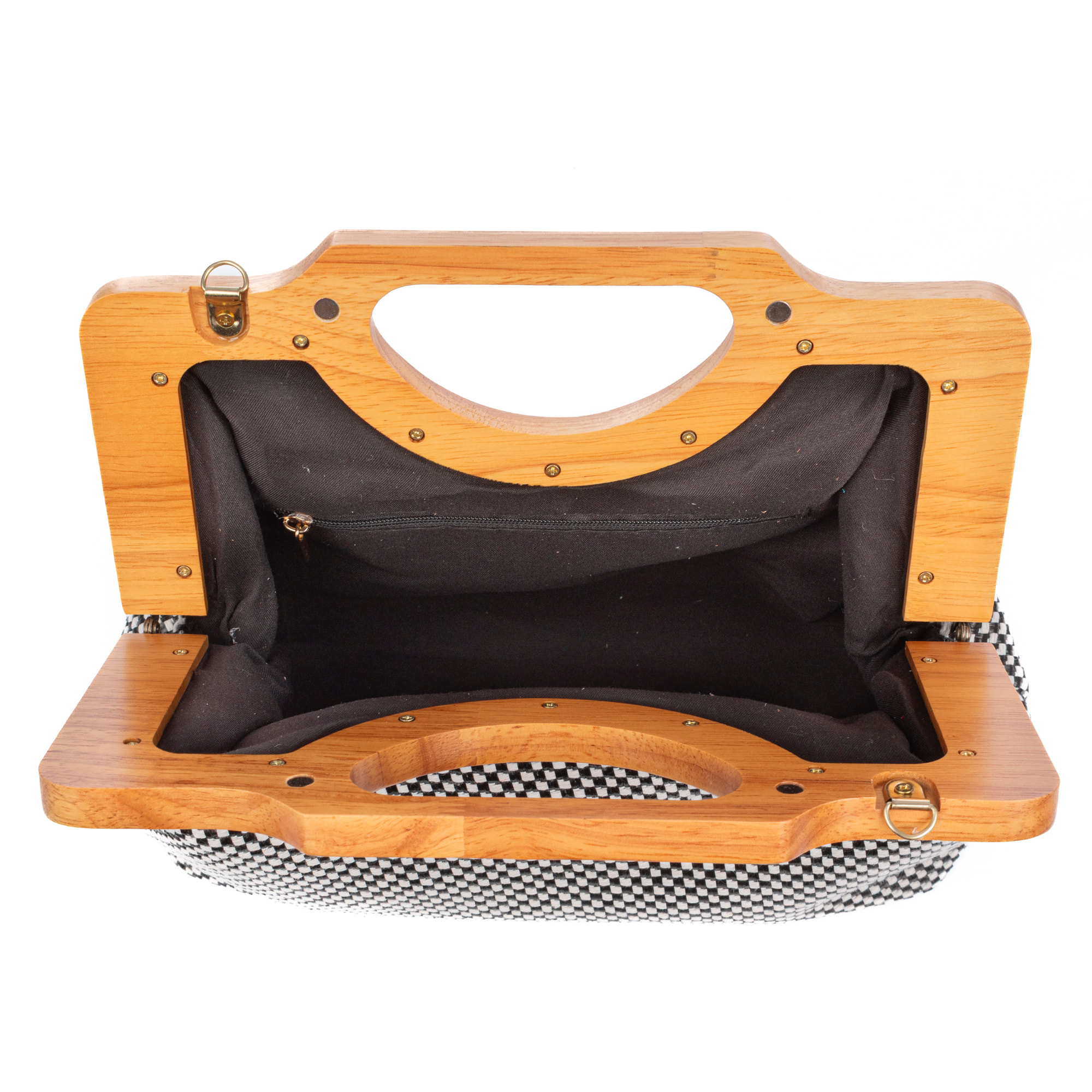 Bogna Bolso de mano Mujer. Fabricado en madera natural y rafia sintética entrelazada.