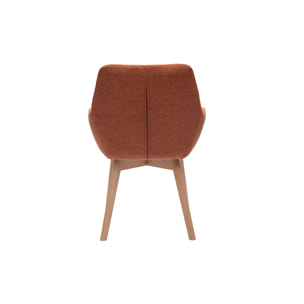 Chaises en tissu effet velours texturé terre brûlée et bois clair (lot de 2) ALESS