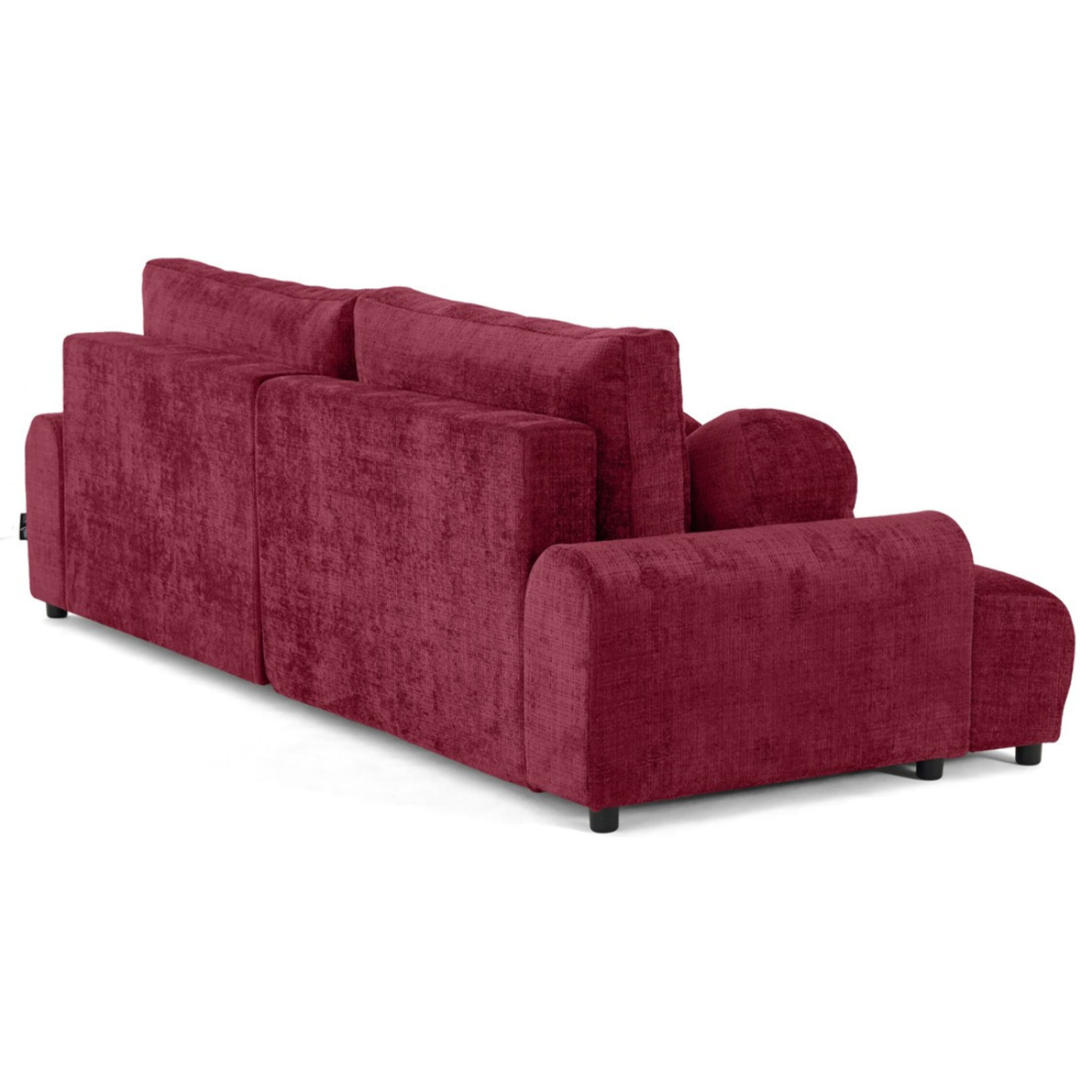 Nelly - canapé d'angle droit 4 places convertible avec coffre en velours texturé - Prune