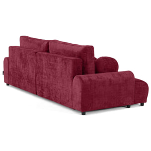 Nelly - canapé d'angle droit 4 places convertible avec coffre en velours texturé - Prune