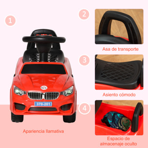 Coche Correpasillos para Niños 18-36 Meses con Faros Música 63,5x28x36 cm Rojo