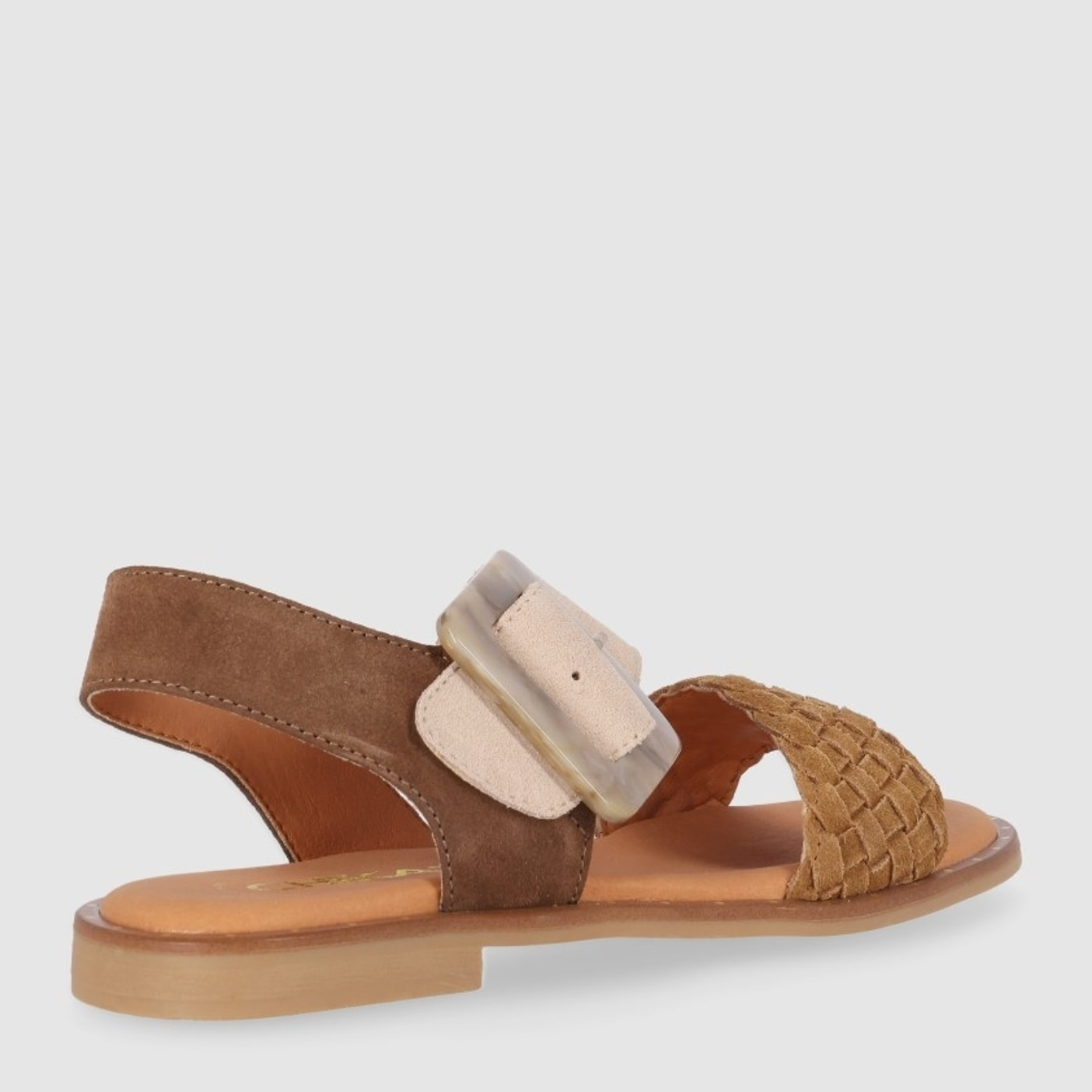 Sandalias de Serraje - Multi-Marron - Tacón: Bajo