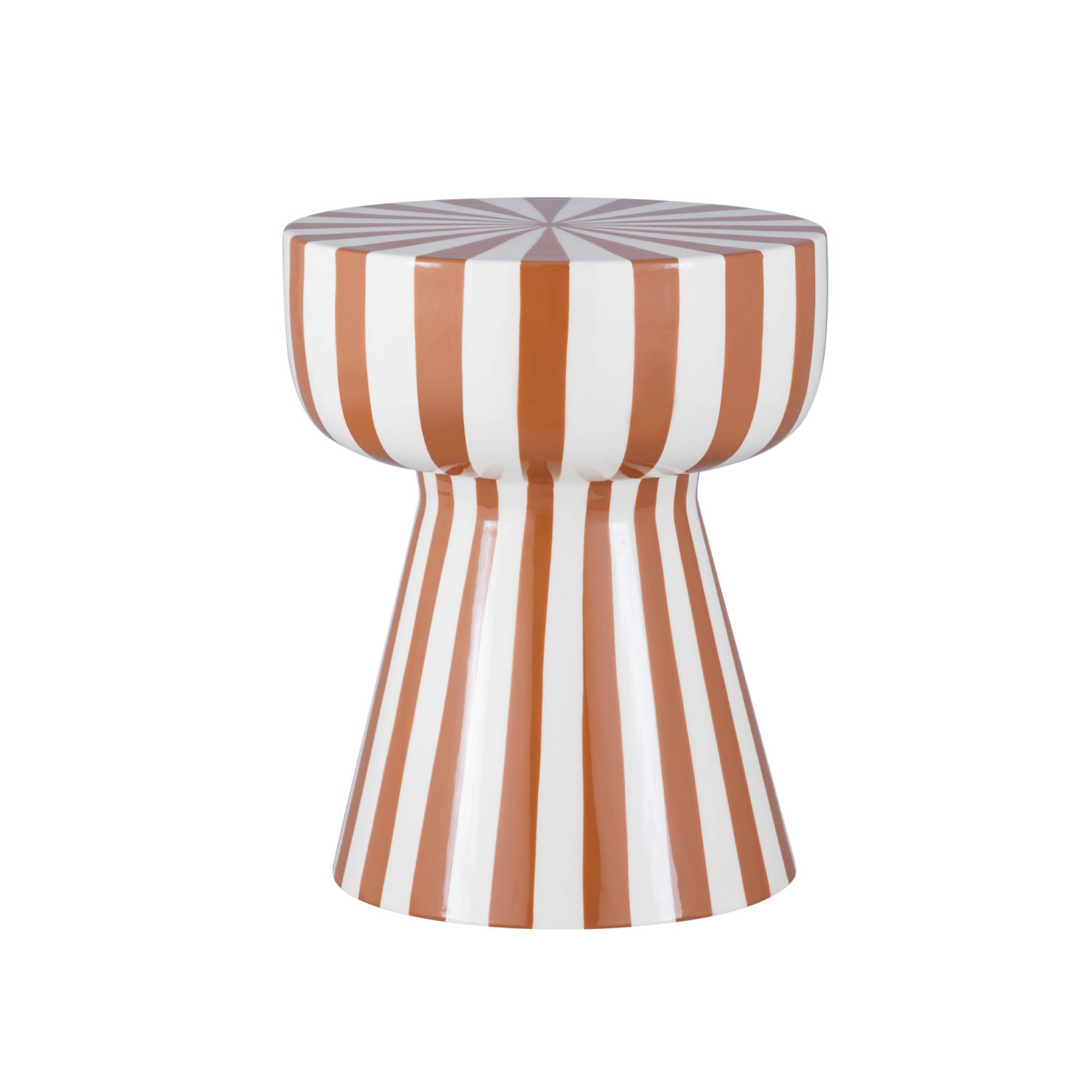 Table d'appoint, bout de canapé, table de chevet, acier émaillé rayures bicolores Ø34 x H41cm ZIGGY