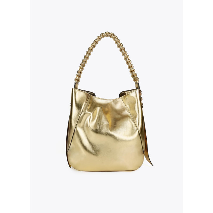 Shopper con Manico Intrecciato Effetto Pelle