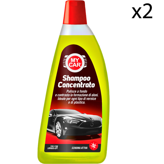 2x My Car Shampoo Concentrato Schiuma Attiva per Carrozzeria - 2 Flaconi da 1000ml