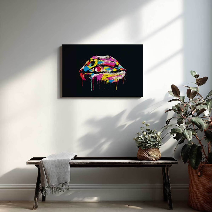 Tableau contemporain Lèvres colorées Toile imprimée