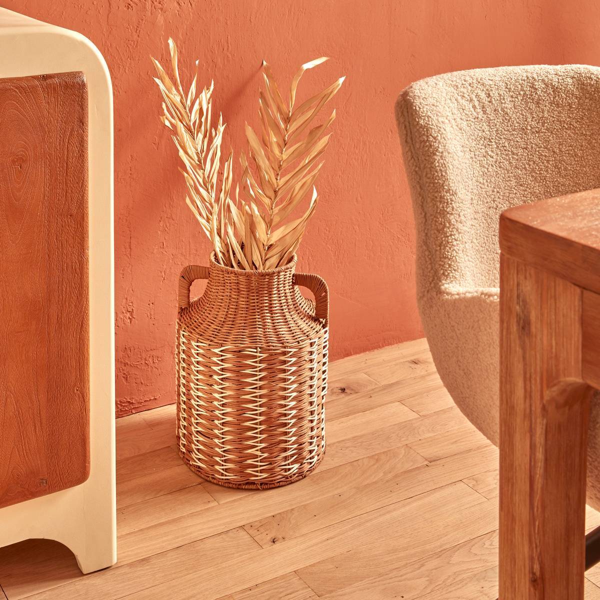 Vase Soro en Rotin avec Anses 28x28x37cm Marron