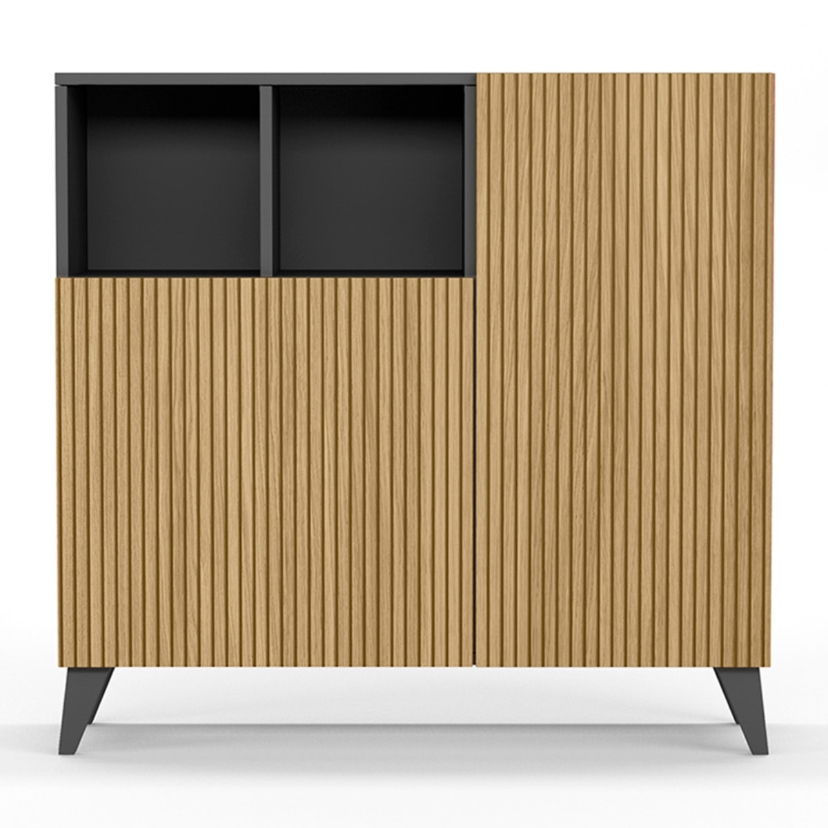 Zapatero Moss melamina grafito puertas impresión vallado 87x90x27 cm