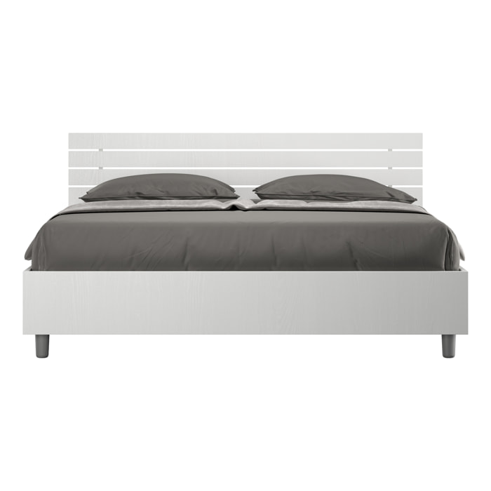Letto contenitore 160x200 testata dritta con doghe bianco frassino Ankel