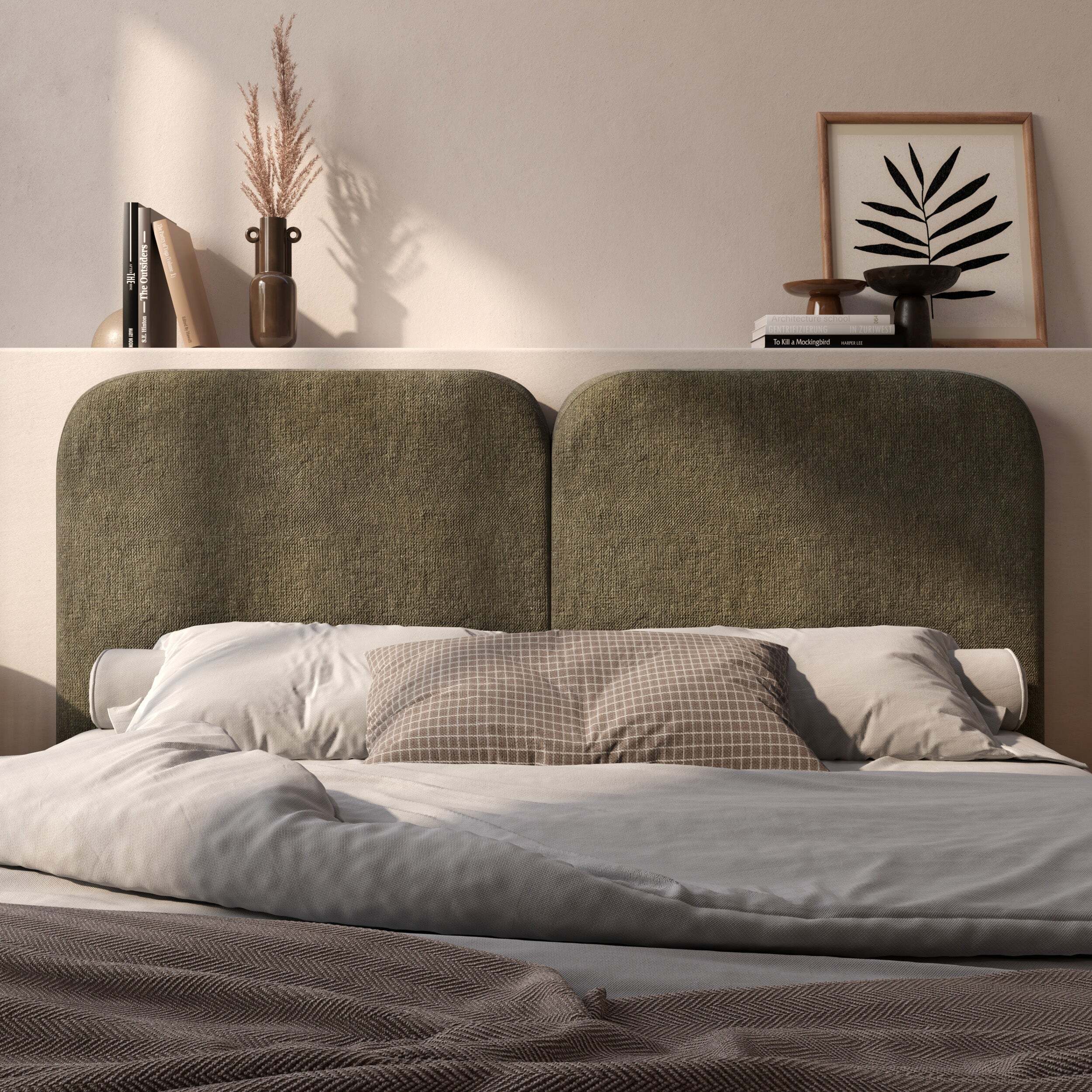 Tête de lit en tissu vert olive 160 cm - Etna