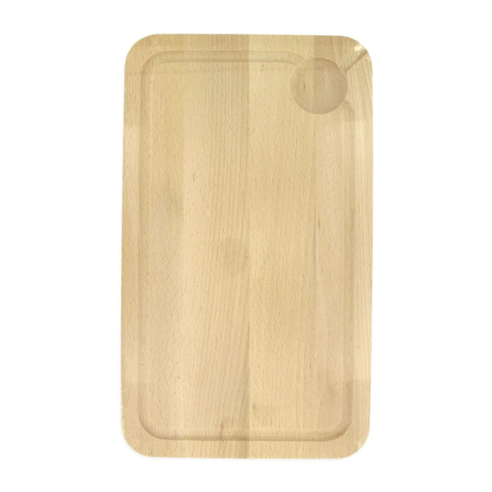 Planche à découper, hêtre avec rigolle et collecteur de sang 34 x 20 cm, par 2 FM Professional Gourmet édition