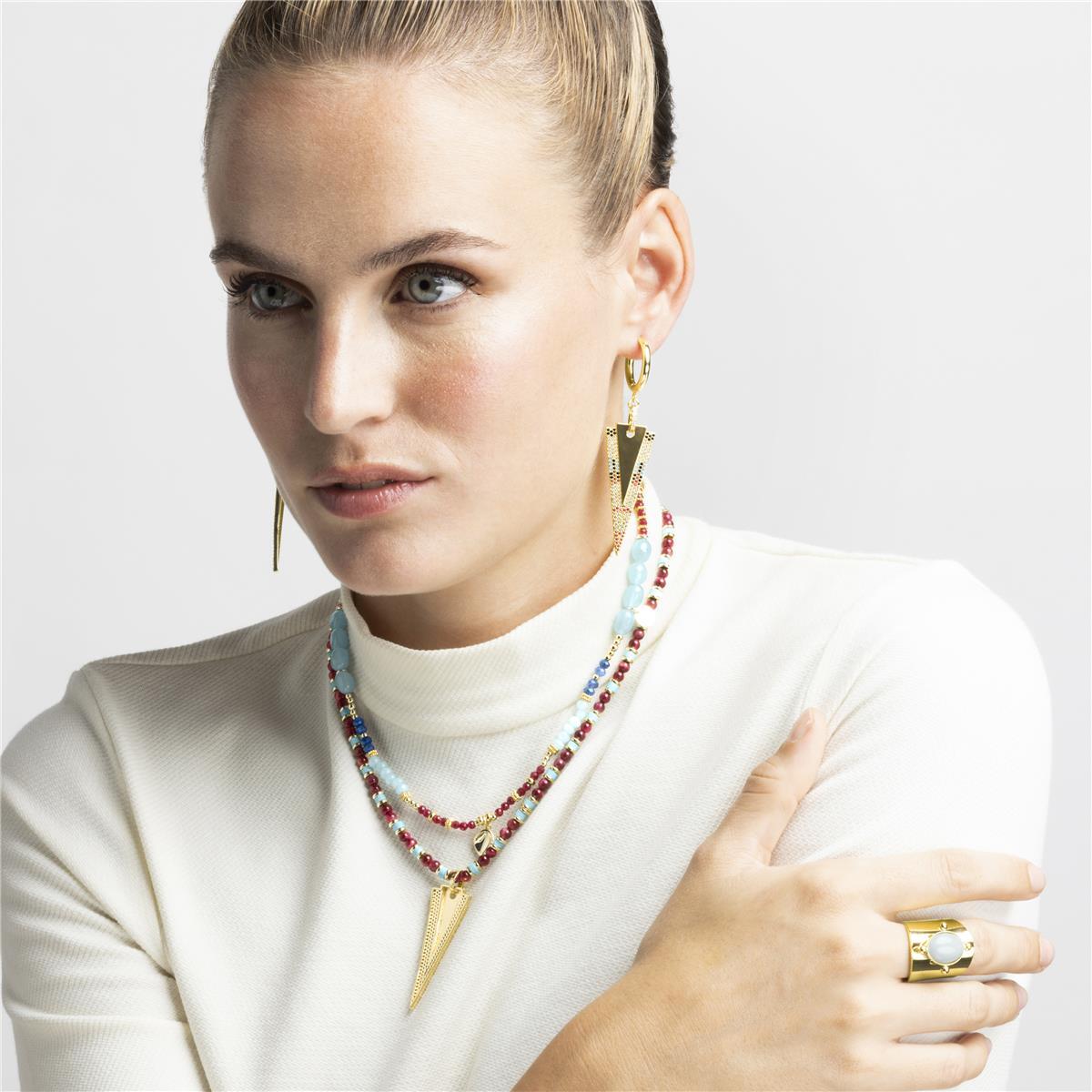 Anillo con Amazonita acabado oro 18k