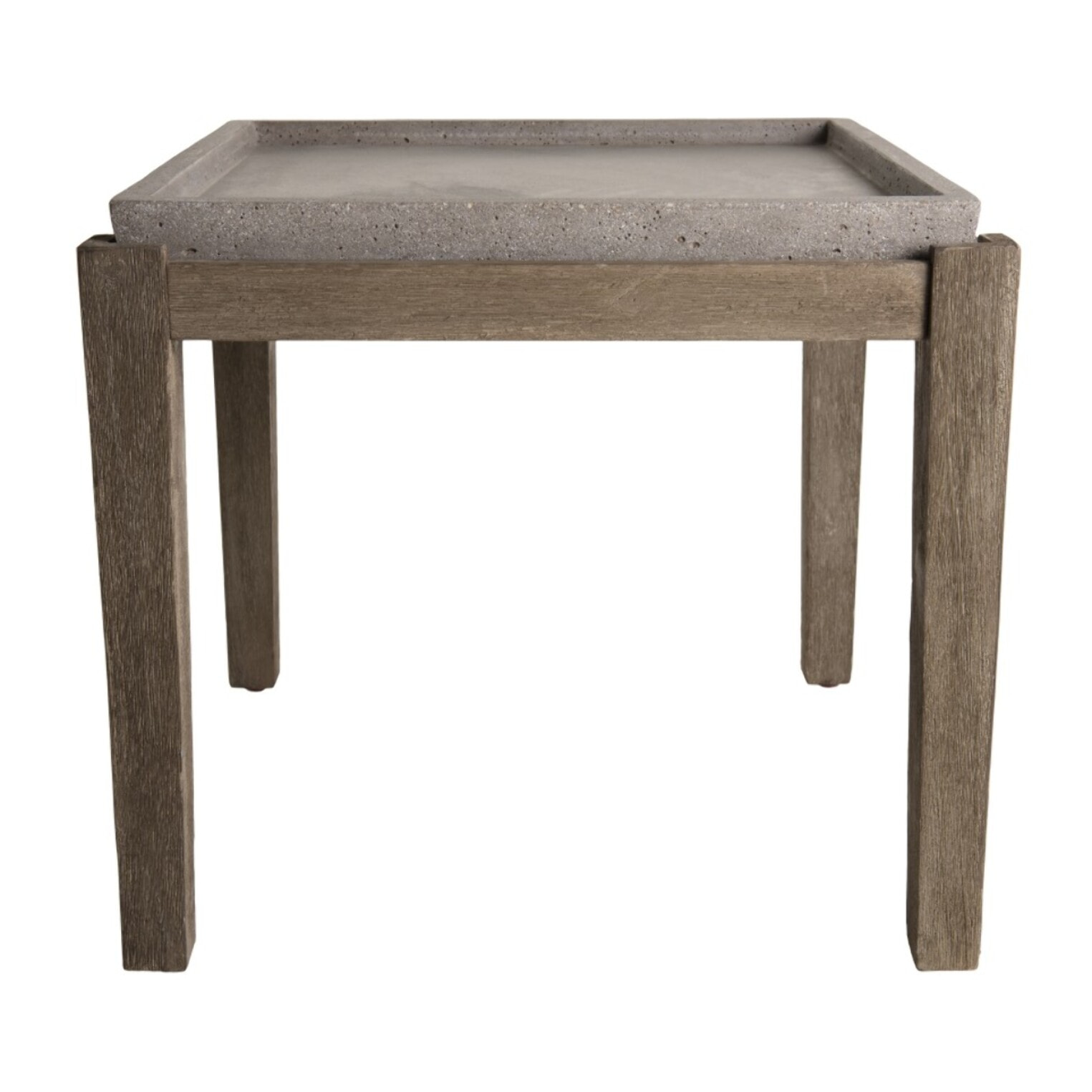 HECTOR - Table d'appoint de jardin carrée béton 53x53 cm et pieds en bois Acacia