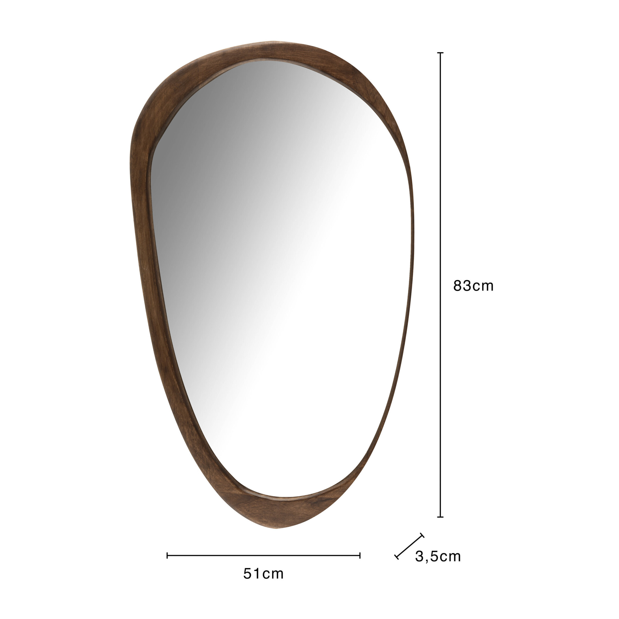 J-Line miroir Irrégulier - bois - brun foncé - large